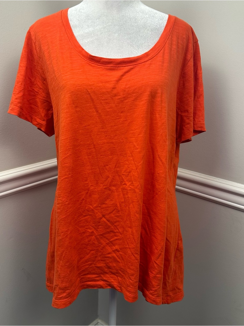 Eileen Fisher Scoop Neck Short Sleeve Top - Orange L